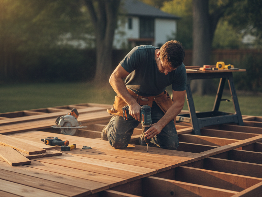 Deck Builders contractor at work
