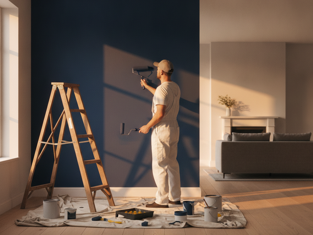 Painting contractor at work
